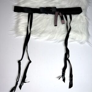 Victoria's Secret Black Crystal Satin Garter Belt NWT